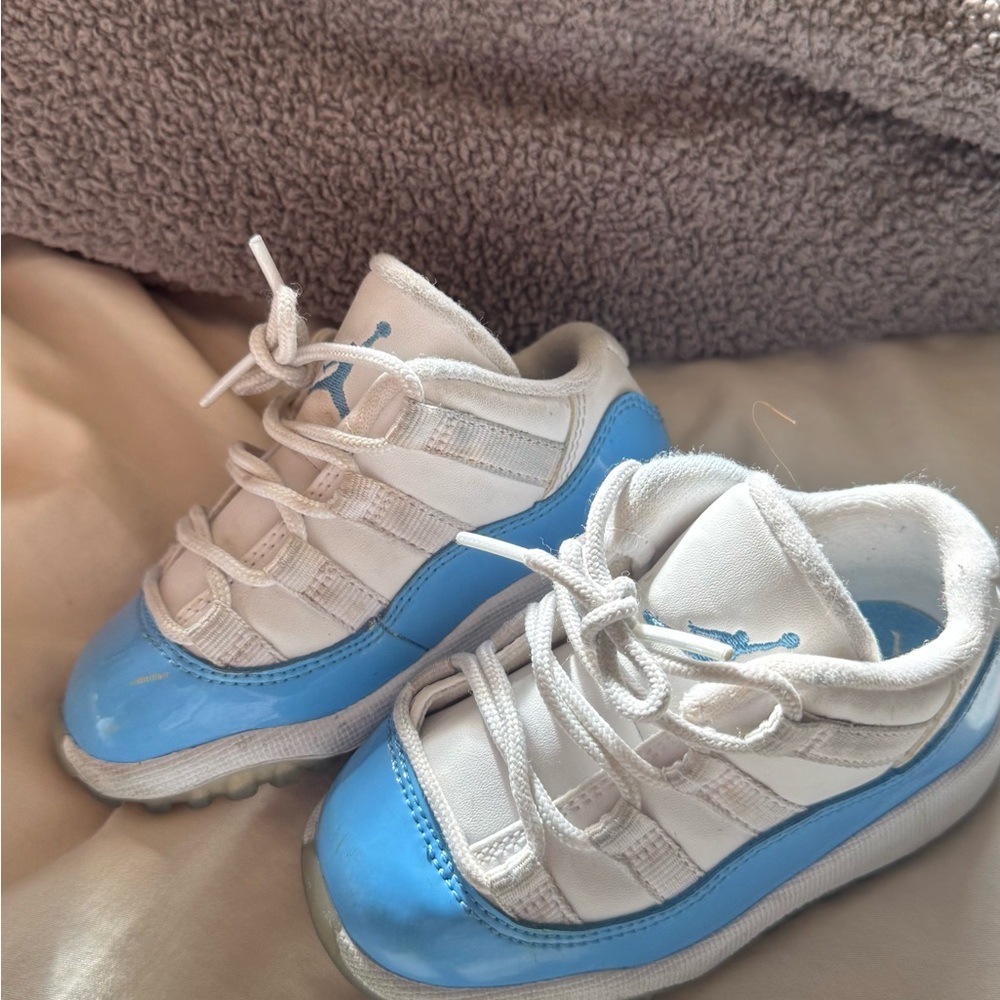 Jordan Kids White and Light Blue Sneakers